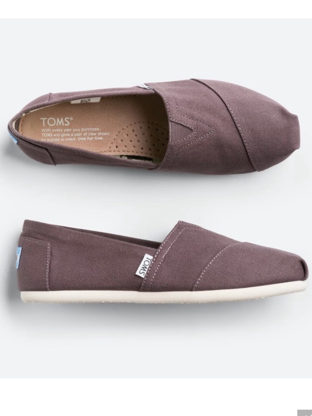 NEW TOMS ash canvas Alpargata slip-on shoes